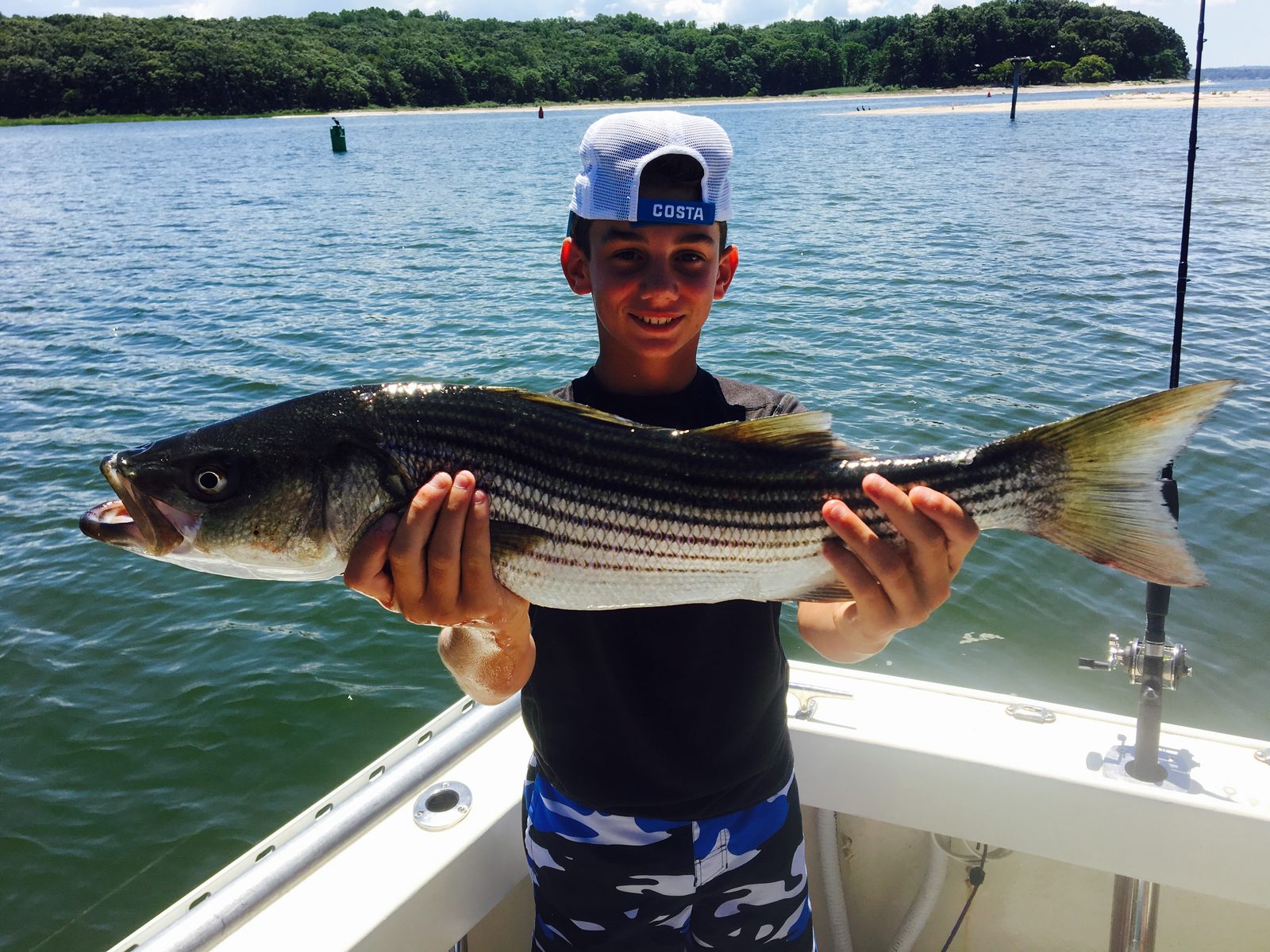 August striped bass caught on Long Island Sound