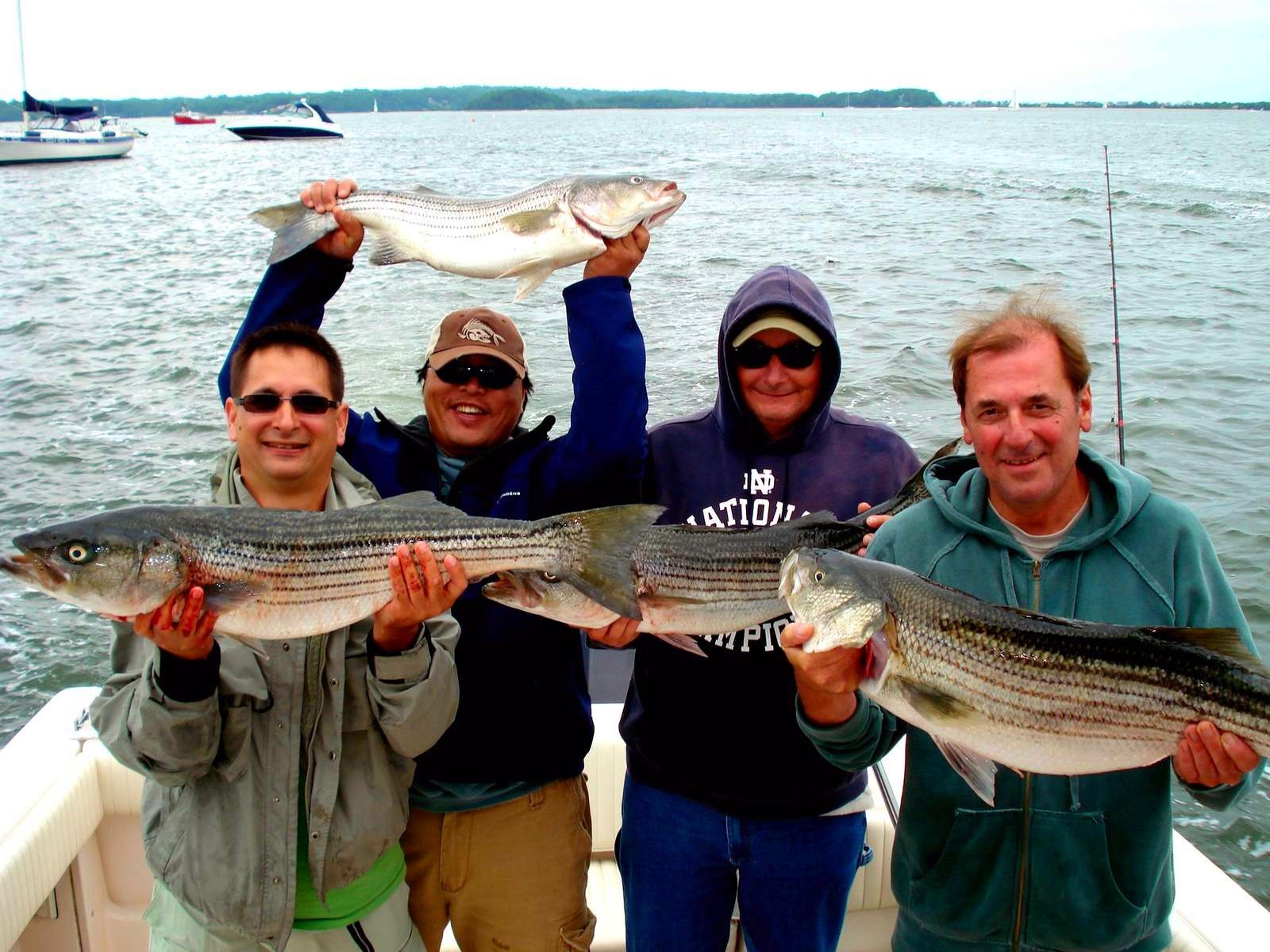 A group charter with striped bass