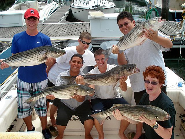 Charter group with their striped bass