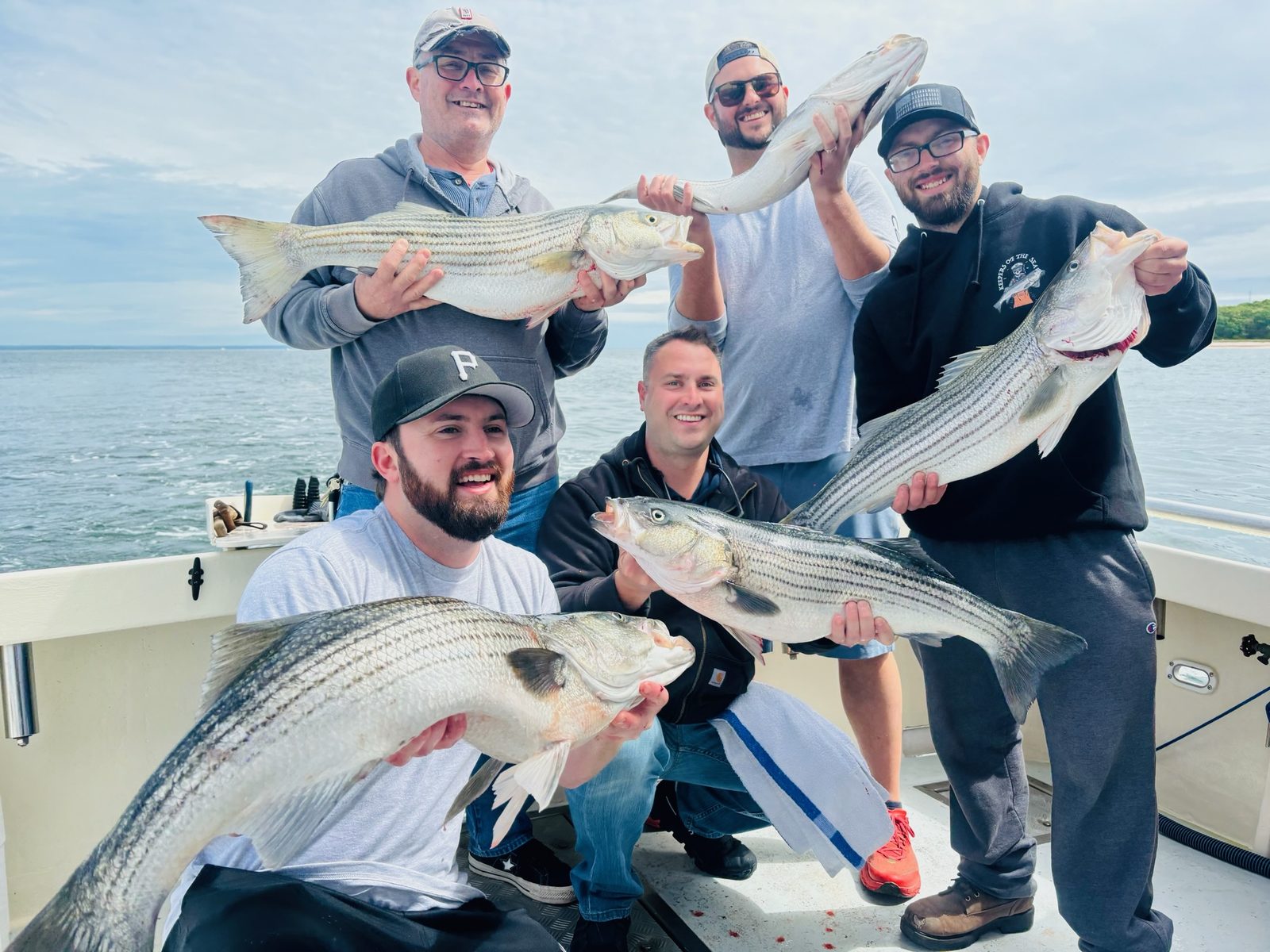 A charter group on deck after a morning trip