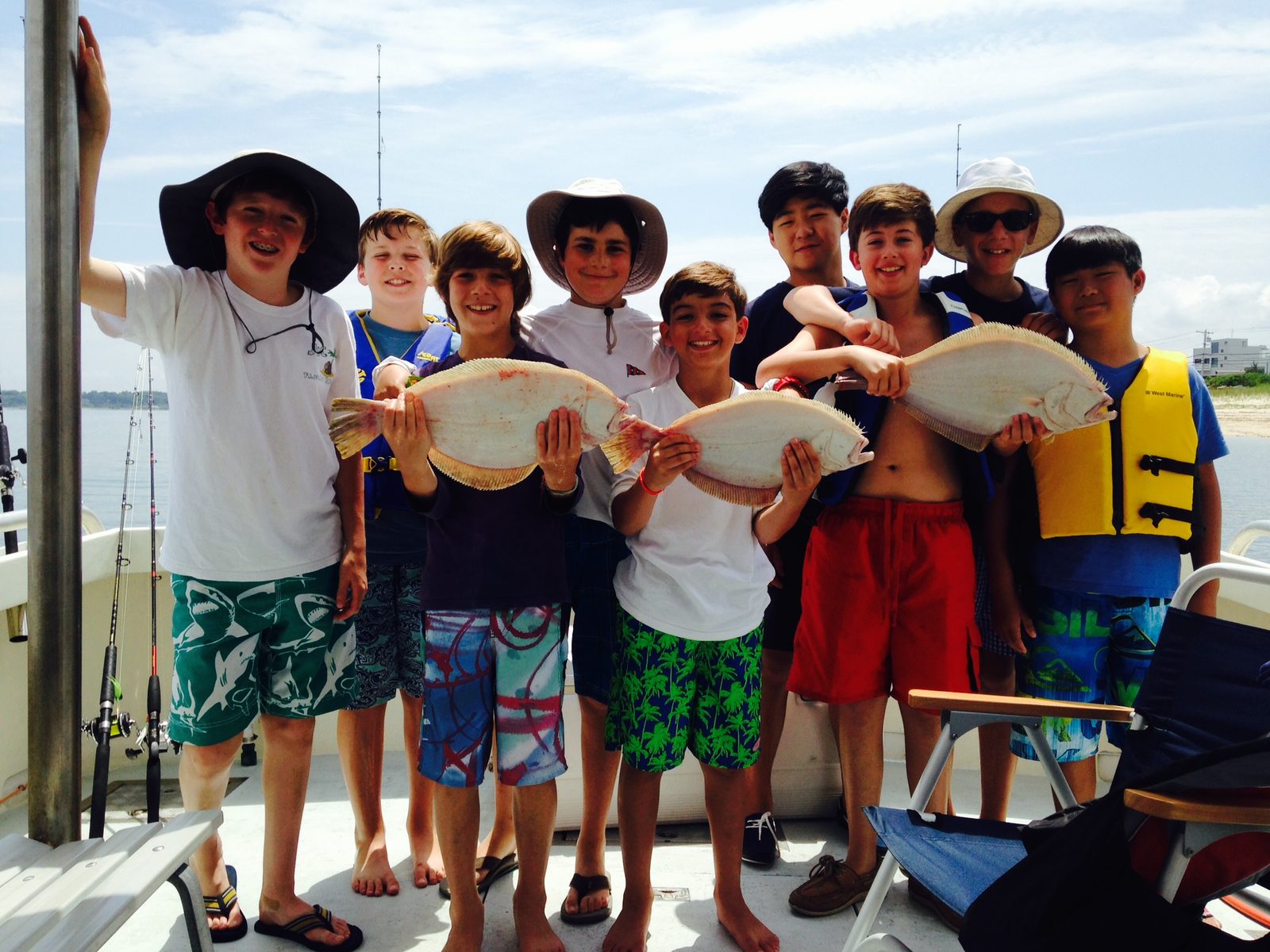 Campers holding their own fluke